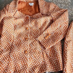 Vintage Orange Polka Dot Skirt & Blazer Set Size 12 Monroe & Main